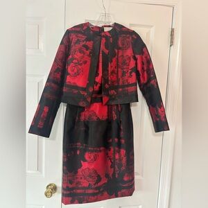 Carolina Herrera Red and Black Floral Dress